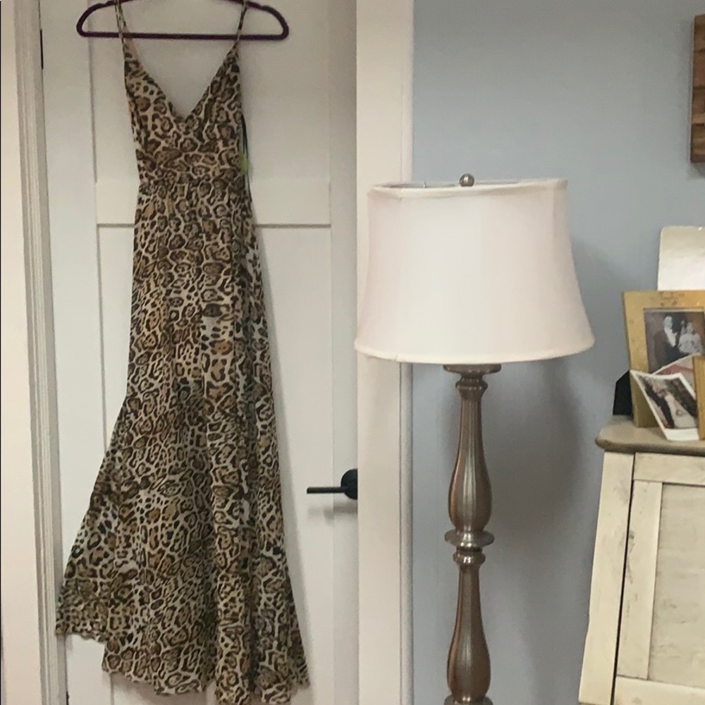 Leopard print flare long dress size 9 or Medium